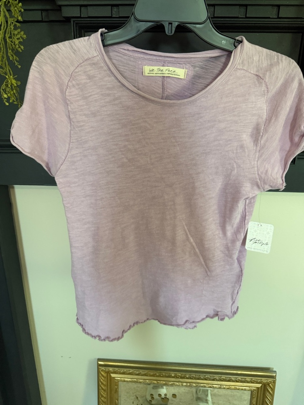 We The Free Lavender Ribbed Short Sleeve Crew Tee